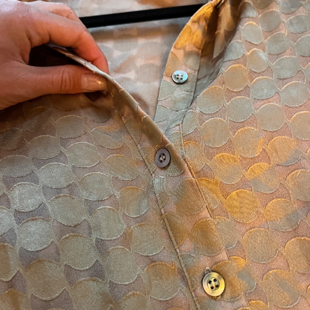 Saint + Sofia Gold Textured Button Down Maxi Dres… - image 4